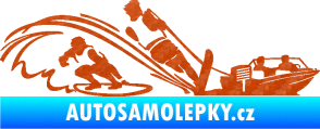 Samolepka Vodní lyžování a surf pravá 3D karbon oranžový