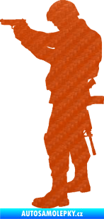 Samolepka Voják 002 levá 3D karbon oranžový