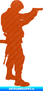 Samolepka Voják 002 pravá 3D karbon oranžový