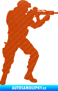 Samolepka Voják 011 pravá  3D karbon oranžový