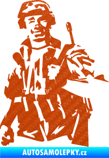 Samolepka Voják 014 levá 3D karbon oranžový