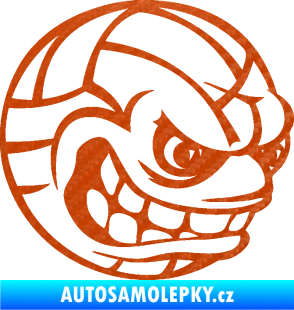 Samolepka Volejbalový míč 001 pravá s obličejem 3D karbon oranžový