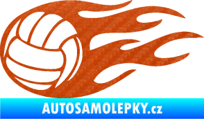 Samolepka Volejbalový míč 002 levá 3D karbon oranžový
