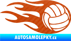 Samolepka Volejbalový míč 002 pravá 3D karbon oranžový