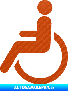 Samolepka Vozíčkář 002 invalida - levá 3D karbon oranžový
