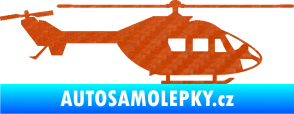 Samolepka Vrtulník 001 pravá helikoptéra 3D karbon oranžový