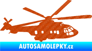 Samolepka Vrtulník 003 pravá helikoptéra 3D karbon oranžový