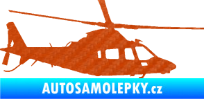 Samolepka Vrtulník 004 pravá helikoptéra 3D karbon oranžový