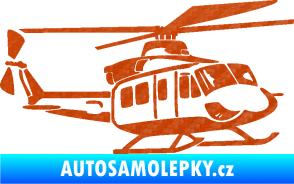Samolepka Vrtulník 010 pravá helikoptéra 3D karbon oranžový
