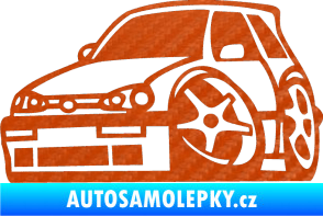Samolepka VW Golf 3 karikatura levá 3D karbon oranžový