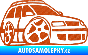 Samolepka VW Passat b6 karikatura pravá 3D karbon oranžový