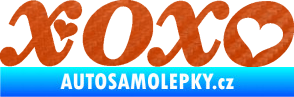 Samolepka XOXO nápis se srdíčkem 3D karbon oranžový