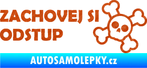 Samolepka Zachovej si odstup nápis 3D karbon oranžový
