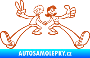 Samolepka Zamilovaný pár  3D karbon oranžový
