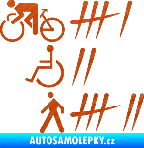 Samolepka Zářezy 001 levá 3D karbon oranžový