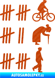 Samolepka Zářezy 002 pravá 3D karbon oranžový