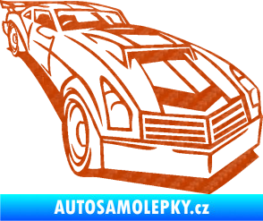Samolepka Závodní auto 003 pravá 3D karbon oranžový