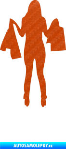 Samolepka Žena na nákupu 003 levá 3D karbon oranžový