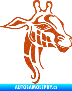 Samolepka Žirafa 003 pravá 3D karbon oranžový