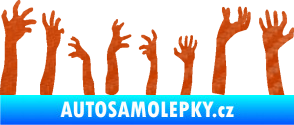 Samolepka Zombie 002 levá mrtví vylézají z hrobu 3D karbon oranžový