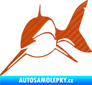 Samolepka Žralok 004 levá 3D karbon oranžový