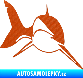 Samolepka Žralok 004 pravá 3D karbon oranžový