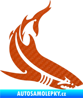 Samolepka Žralok 005 pravá 3D karbon oranžový