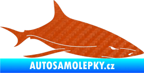 Samolepka Žralok 008 pravá 3D karbon oranžový