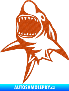 Samolepka Žralok 011 levá 3D karbon oranžový