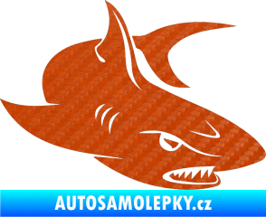 Samolepka Žralok 012 pravá 3D karbon oranžový