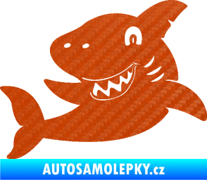 Samolepka Žralok 019 levá 3D karbon oranžový