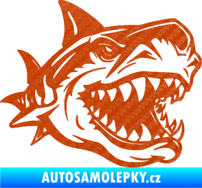 Samolepka Žralok 021 pravá 3D karbon oranžový
