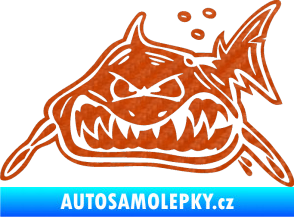 Samolepka Žralok levá 3D karbon oranžový
