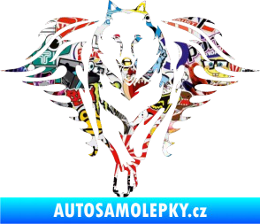 Samolepka Animal flames 039 levá  vlk Sticker bomb