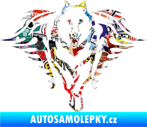 Samolepka Animal flames 039 pravá  vlk Sticker bomb