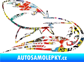 Samolepka Animal flames 041 levá žralok Sticker bomb