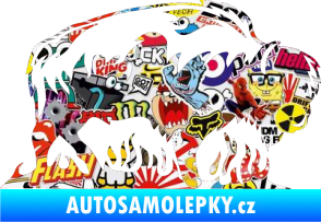 Samolepka Animal flames 071 pravá býk Sticker bomb
