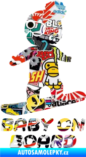 Samolepka Baby on board 009 levá snowboard Sticker bomb