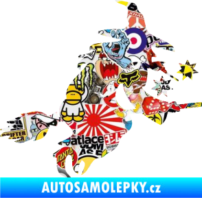 Samolepka Čarodějnice 001 pravá na koštěti  Sticker bomb