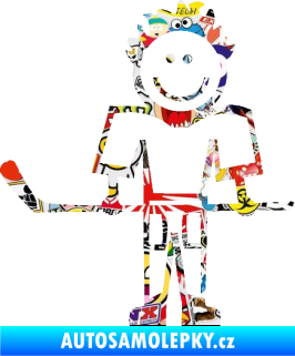 Samolepka Cartoon family kluk 002 levá hokejista Sticker bomb