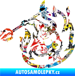 Samolepka Ďábel 002 levá s vidlemi Sticker bomb