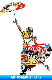 Samolepka Dáma s deštníkem 001 pravá Sticker bomb