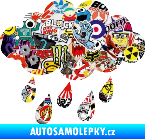 Samolepka Déšť 001 levá mrak a kapky Sticker bomb