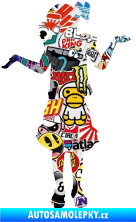 Samolepka Děti silueta 001 levá holčička krčí rameny Sticker bomb