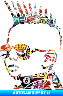 Samolepka Dítě v autě 054 levá kluk s pankáčem Sticker bomb