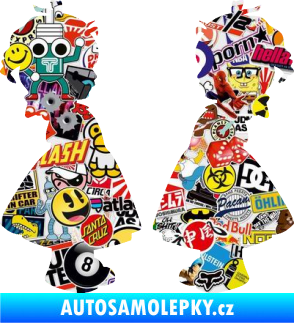Samolepka Dítě v autě 072 dvě holčičky sourozenci Sticker bomb