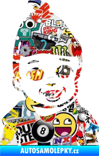 Samolepka Dítě v autě 082 pravá chlapeček s čepičkou Sticker bomb