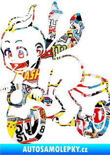 Samolepka Dítě v autě 083 levá chlapeček na odrážedle Sticker bomb