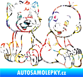 Samolepka Dítě v autě 087 pravá chlapeček s pejskem Sticker bomb