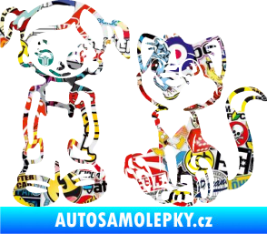 Samolepka Dítě v autě 098 levá holčička a kočka Sticker bomb